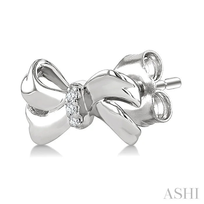 Silver Bow Diamond Fashion Earrings