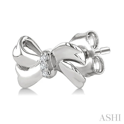 Silver Bow Diamond Fashion Earrings