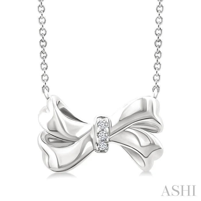 Silver Bow Diamond Fashion Pendant