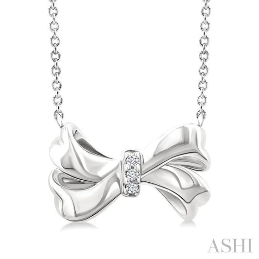 Silver Bow Diamond Fashion Pendant