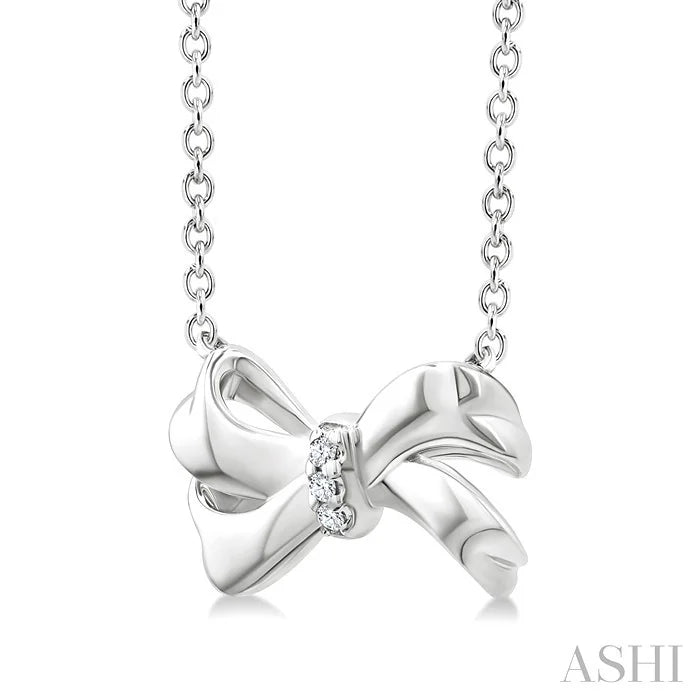 Silver Bow Diamond Fashion Pendant
