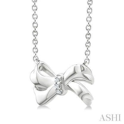Silver Bow Diamond Fashion Pendant