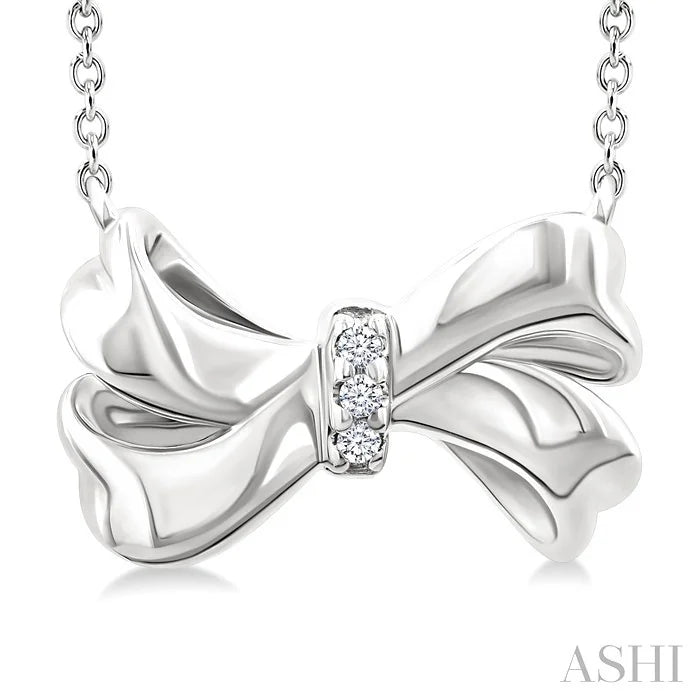Silver Bow Diamond Fashion Pendant