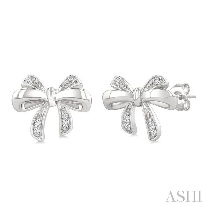 Silver Bow Diamond Fashion Earrings