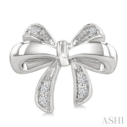 Silver Bow Diamond Fashion Earrings