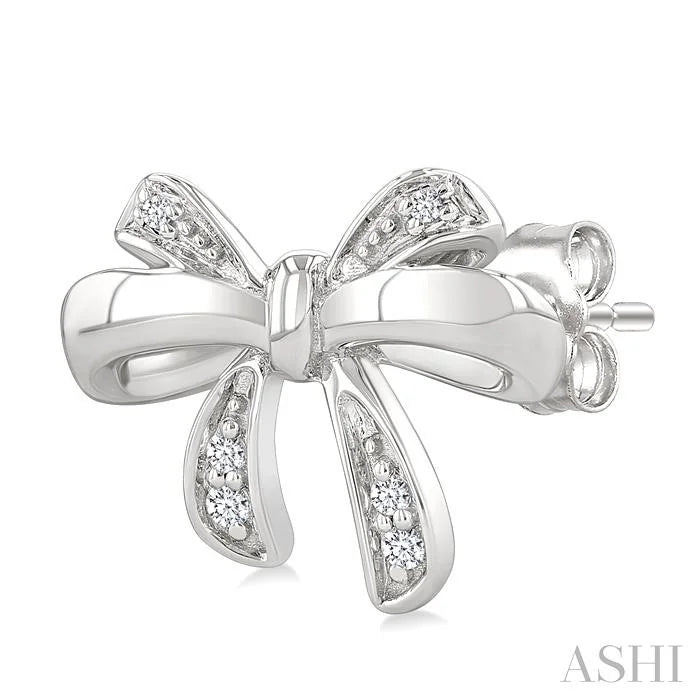 Silver Bow Diamond Fashion Earrings