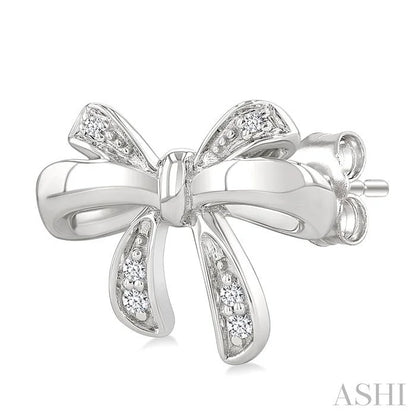 Silver Bow Diamond Fashion Earrings