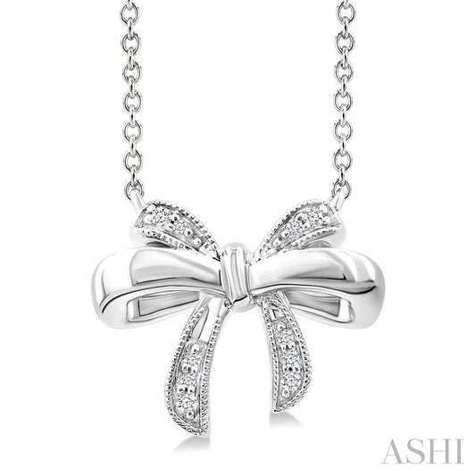 Silver Bow Diamond Fashion Pendant