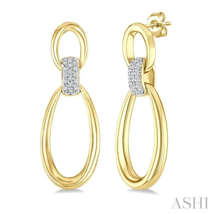 Gold Vermeil Bold Oval Shape Link Diamond Earrings