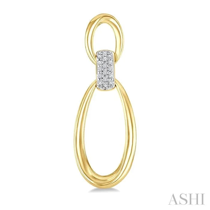 Gold Vermeil Bold Oval Shape Link Diamond Earrings