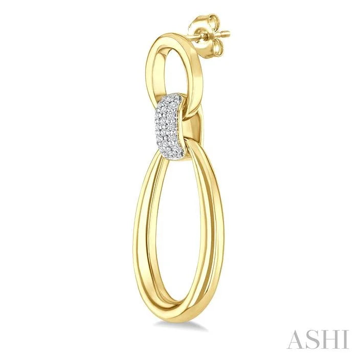 Gold Vermeil Bold Oval Shape Link Diamond Earrings