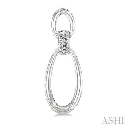 Silver Bold Oval Shape Link Diamond Earrings