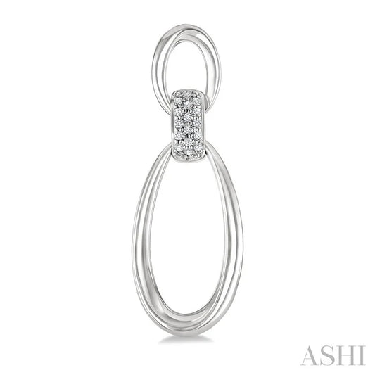 Silver Bold Oval Shape Link Diamond Earrings