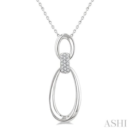 Silver Bold Oval Link Diamond Pendant