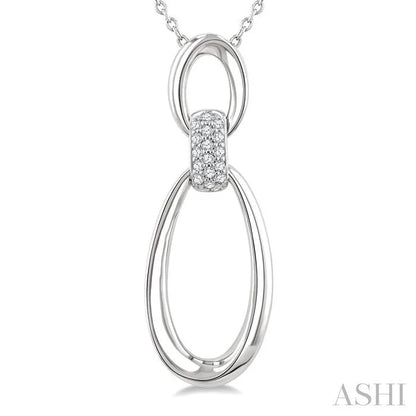 Silver Bold Oval Link Diamond Pendant