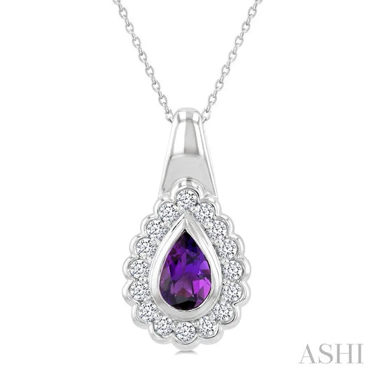 Silver Bold Pear Shape Gemstone Pendant