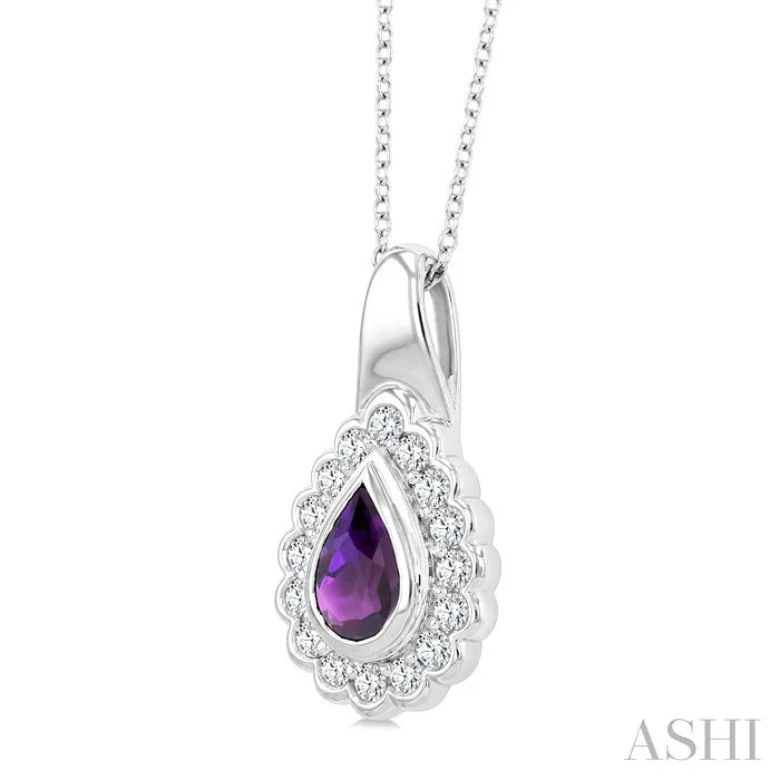 Silver Bold Pear Shape Gemstone Pendant