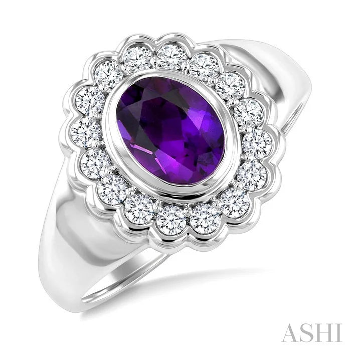 Silver Bold Oval Shape Gemstone Ring