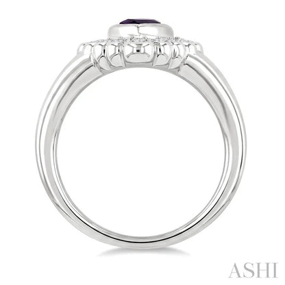 Silver Bold Pear Shape Gemstone Ring
