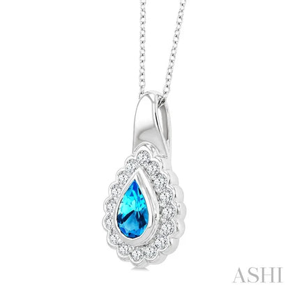 Silver Bold Pear Shape Gemstone Pendant