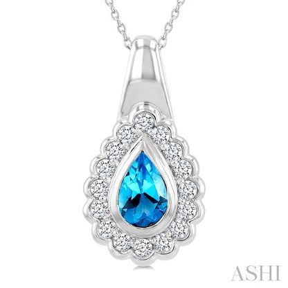 Silver Bold Pear Shape Gemstone Pendant