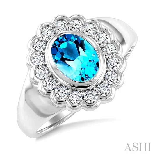 Silver Bold Oval Shape Gemstone Ring