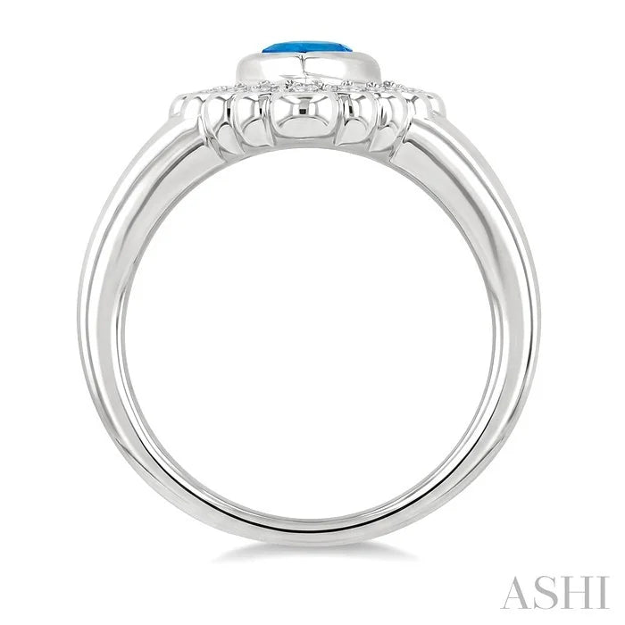 Silver Bold Pear Shape Gemstone Ring