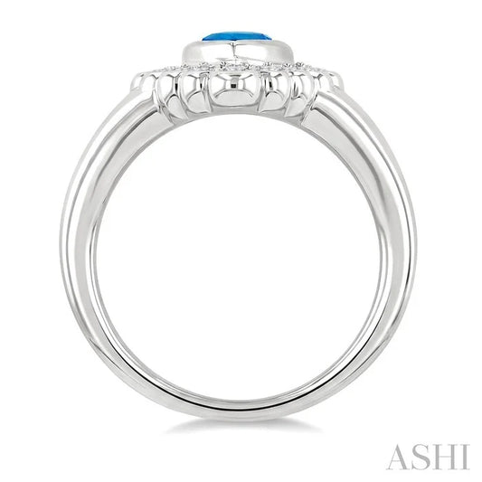 Silver Bold Pear Shape Gemstone Ring