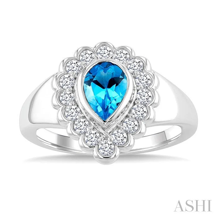 Silver Bold Pear Shape Gemstone Ring