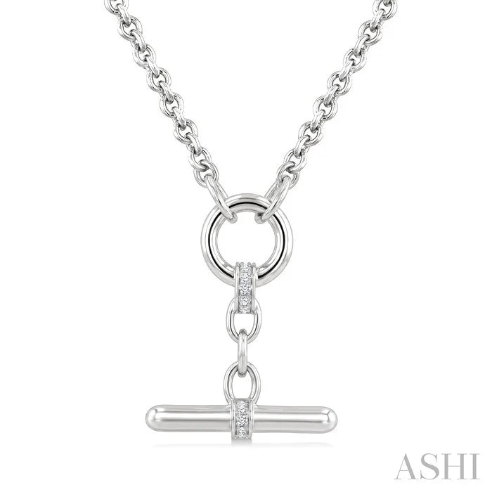 Silver T-Bar Diamond Fashion Necklace