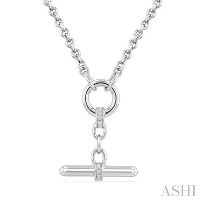 Silver T-Bar Diamond Fashion Necklace