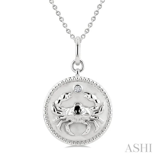 Silver Cancer Zodiac Medallion Pendant
