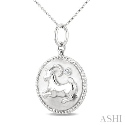 Silver Capricorn Zodiac Medallion Pendant