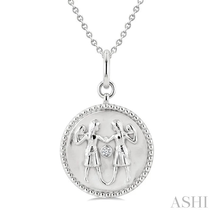 Silver Gemini Zodiac Medallion Pendant
