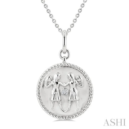 Silver Gemini Zodiac Medallion Pendant