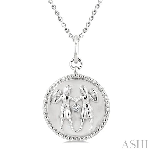 Silver Gemini Zodiac Medallion Pendant