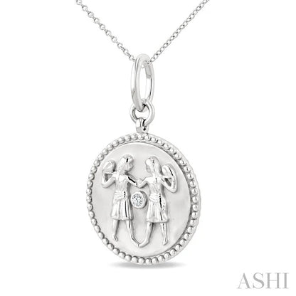 Silver Gemini Zodiac Medallion Pendant