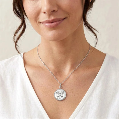 Silver Gemini Zodiac Medallion Pendant