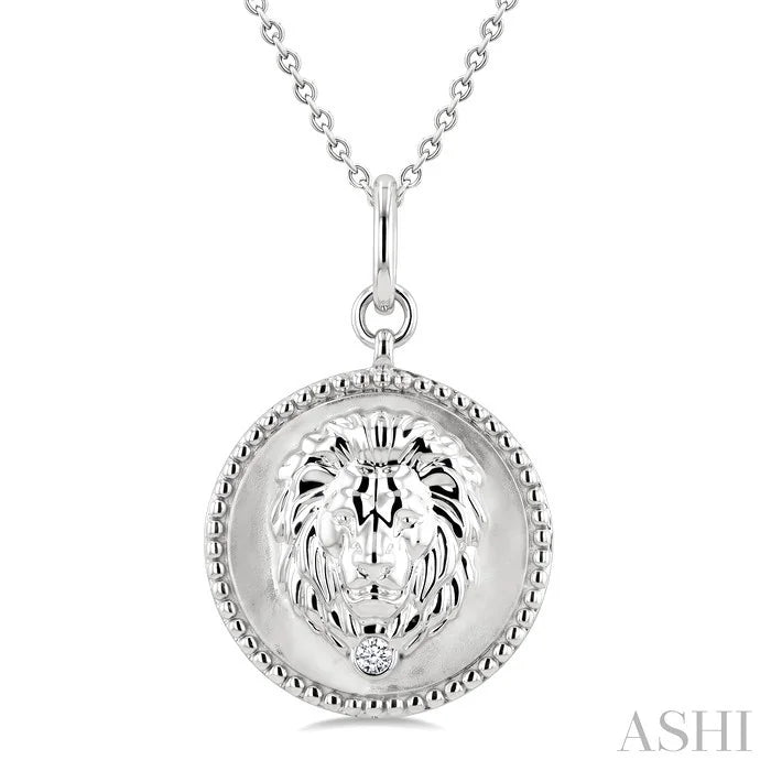 Silver Leo Zodiac Medallion Pendant