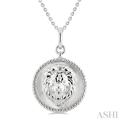 Silver Leo Zodiac Medallion Pendant