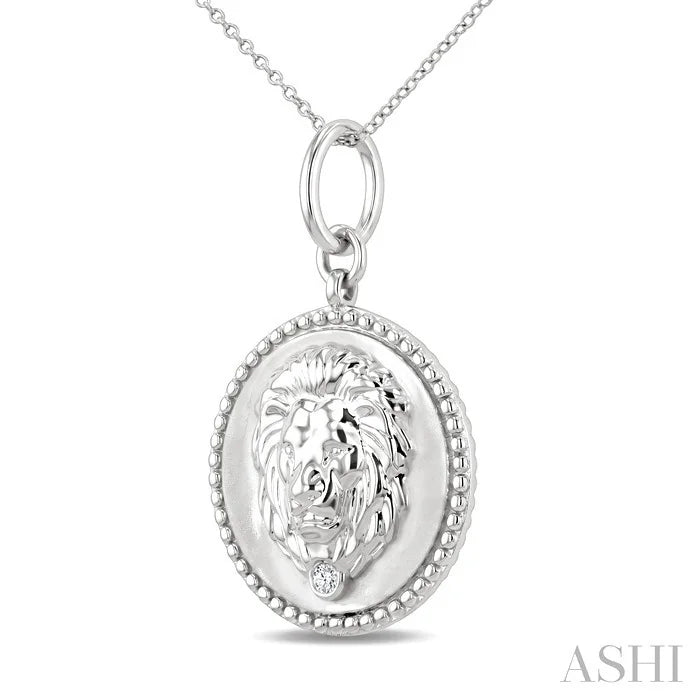Silver Leo Zodiac Medallion Pendant