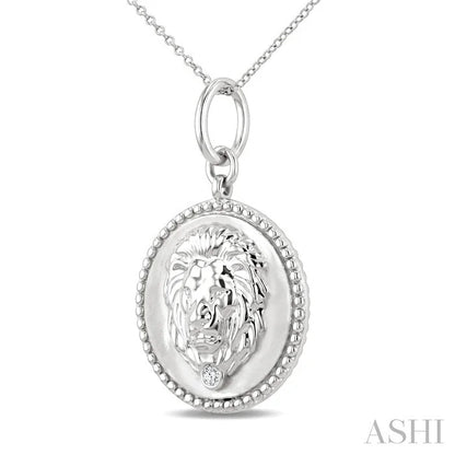 Silver Leo Zodiac Medallion Pendant