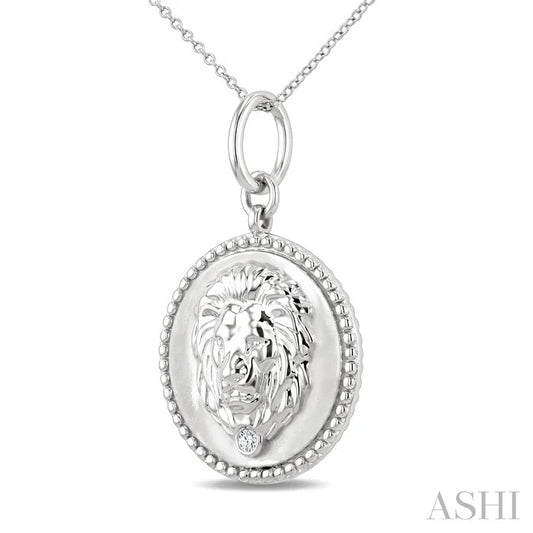 Silver Leo Zodiac Medallion Pendant