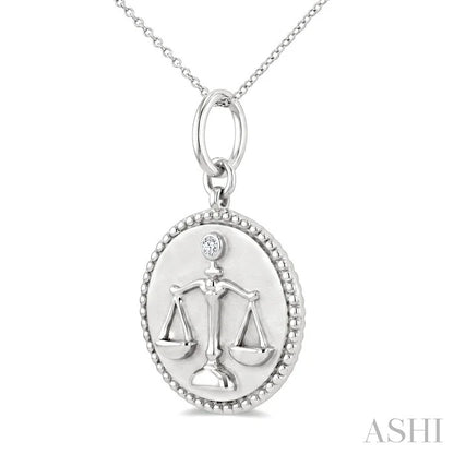 Silver Libra Zodiac Medallion Pendant