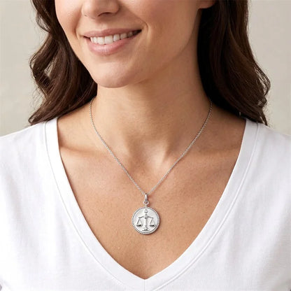 Silver Libra Zodiac Medallion Pendant