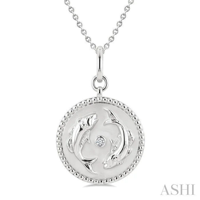 Silver Pisces Zodiac Medallion Pendant