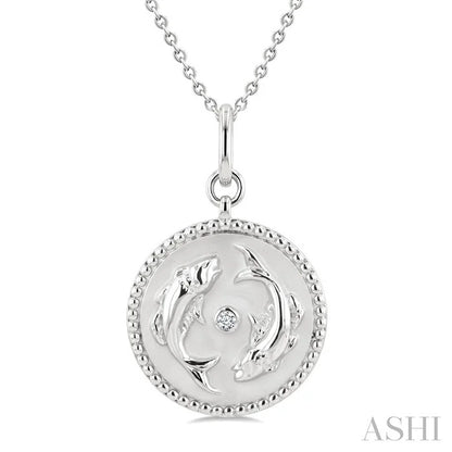 Silver Pisces Zodiac Medallion Pendant