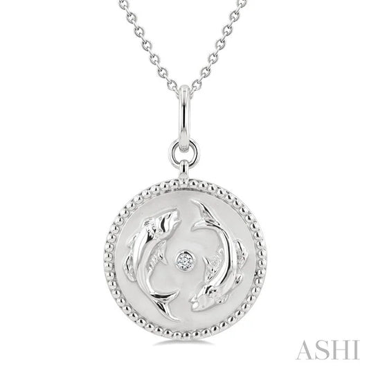 Silver Pisces Zodiac Medallion Pendant