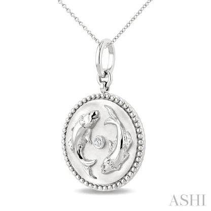 Silver Pisces Zodiac Medallion Pendant