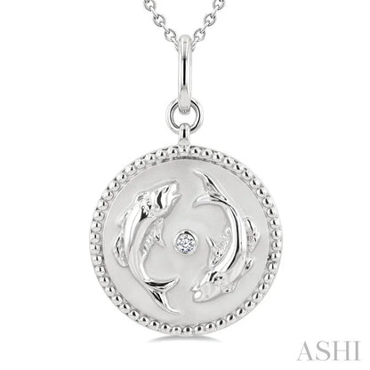 Silver Pisces Zodiac Medallion Pendant